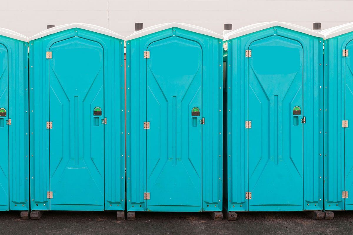 Industrial portable restroom units at a plant in Palatka, Florida