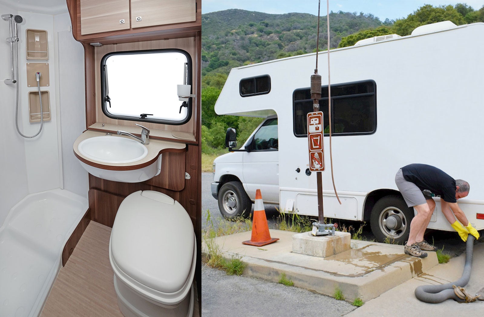 Portable RV/camper toilet and holding tank setup in Palatka, Florida
