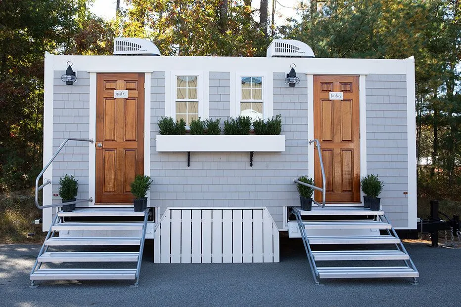Wedding restroom units discretely staged at a venue in Palatka, Florida